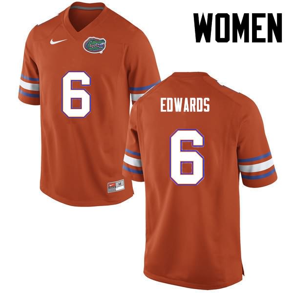 NCAA Florida Gators Brian Edwards Women's #6 Nike Orange Stitched Authentic College Football Jersey BOD2764IY